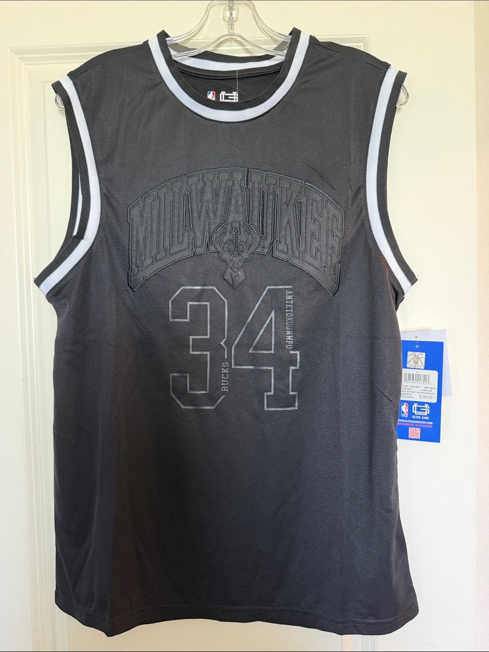 NBA Black Milwaukee Bucks Giannis #34 Sleeveless Jersey